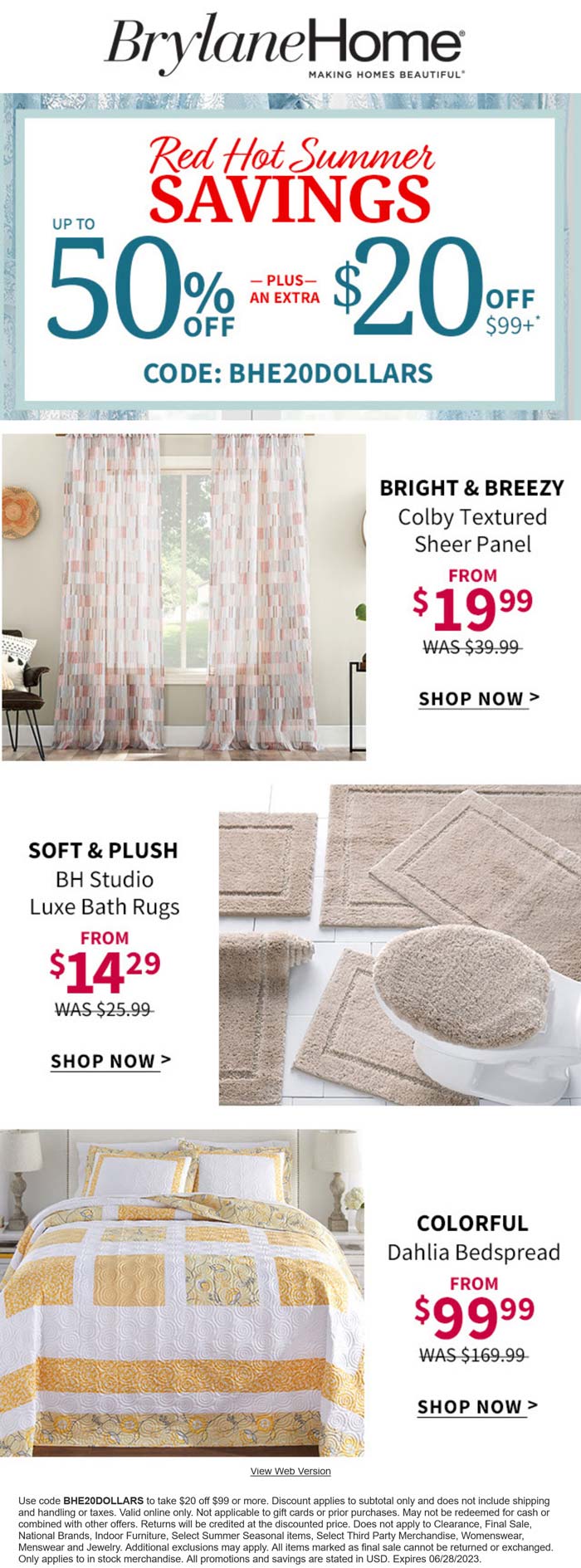 BrylaneHome stores Coupon  $20 off $99 at BrylaneHome via promo code BHE20DOLLARS #brylanehome 