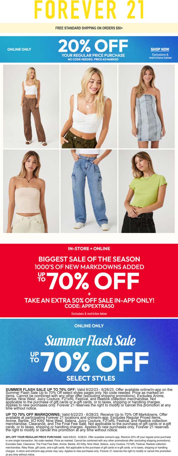 Forever 21 stores Coupon  20% off new arrivals at Forever 21 #forever21 