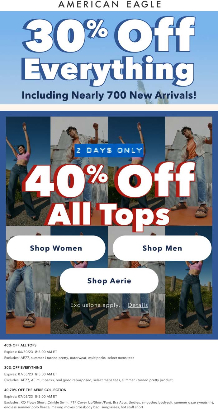 American Eagle stores Coupon  30% off everything at American Eagle #americaneagle 
