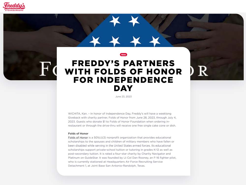 Free Cake Cone Or Dish On 1 Donation At Freddys Steakburgers 