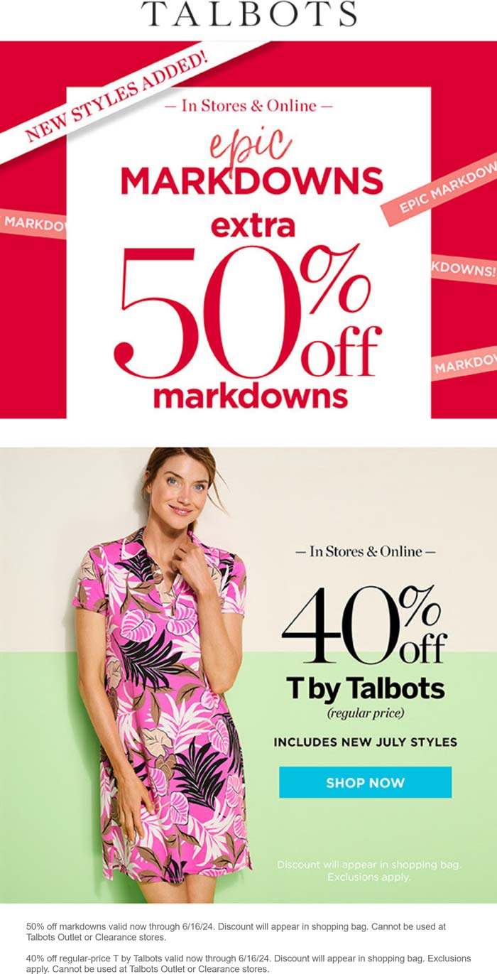 Talbots stores Coupon  Extra 50% off sale items at Talbots #talbots 