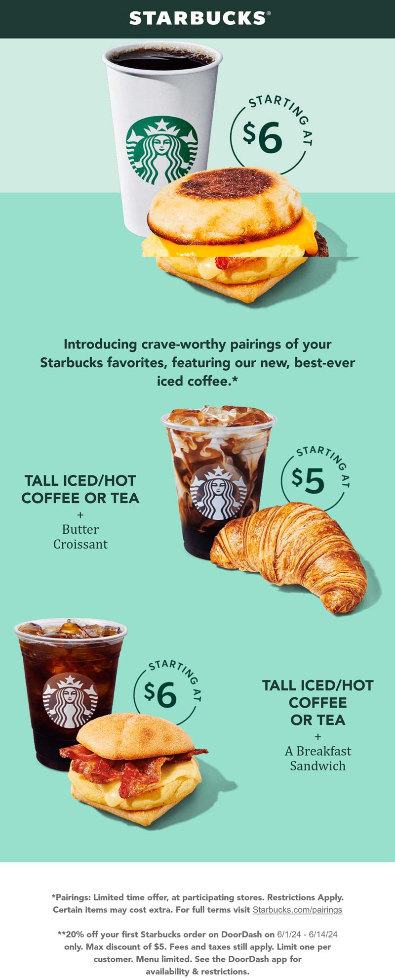 Starbucks restaurants Coupon  Tall coffee + breakfast sandwich = $6 at Starbucks #starbucks 