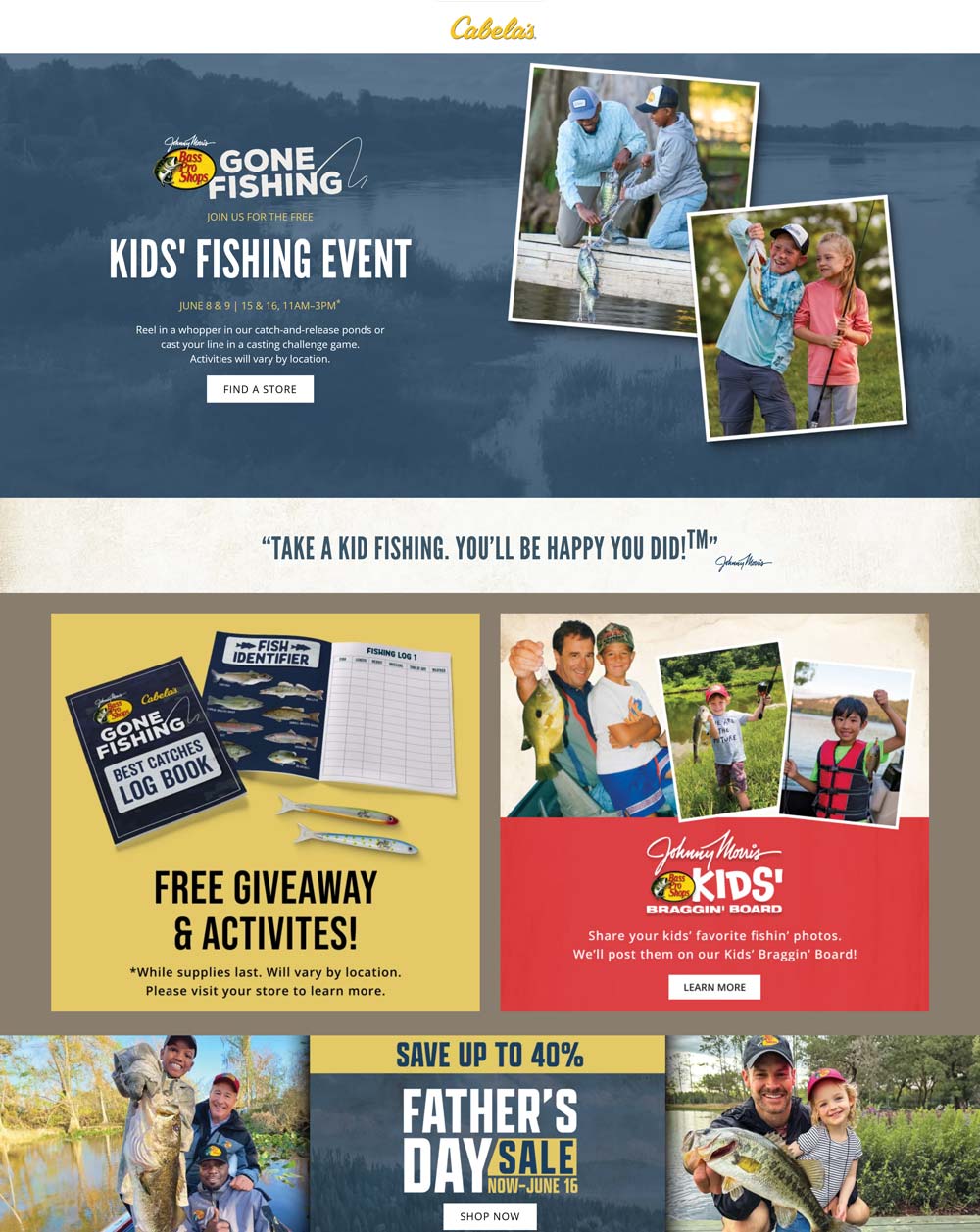 Bass Pro Shops stores Coupon  Free kids fishing event til 3p today at Bass Pro Shops & Cabelas #bassproshops 