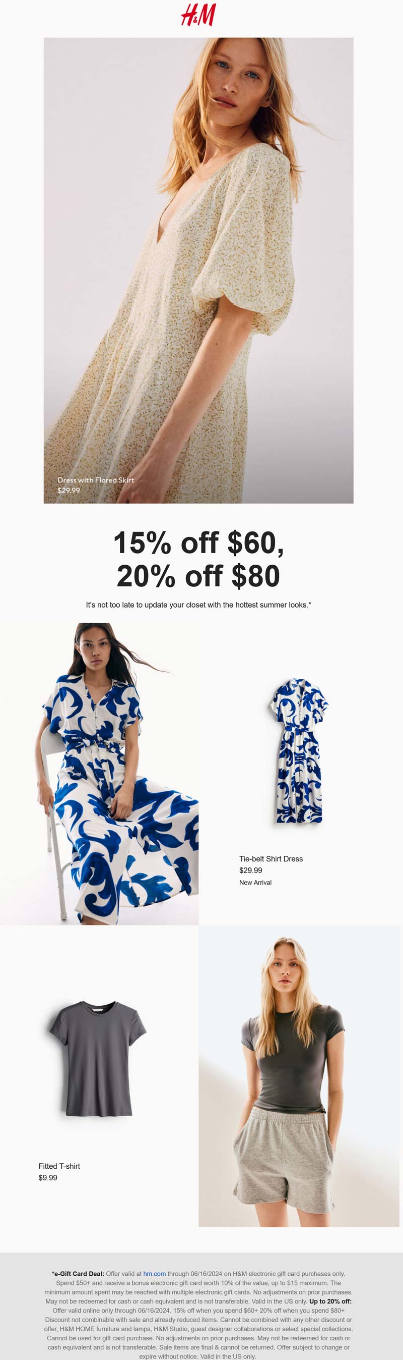 H&M stores Coupon  15-20% off $60+ today at H&M #hm 