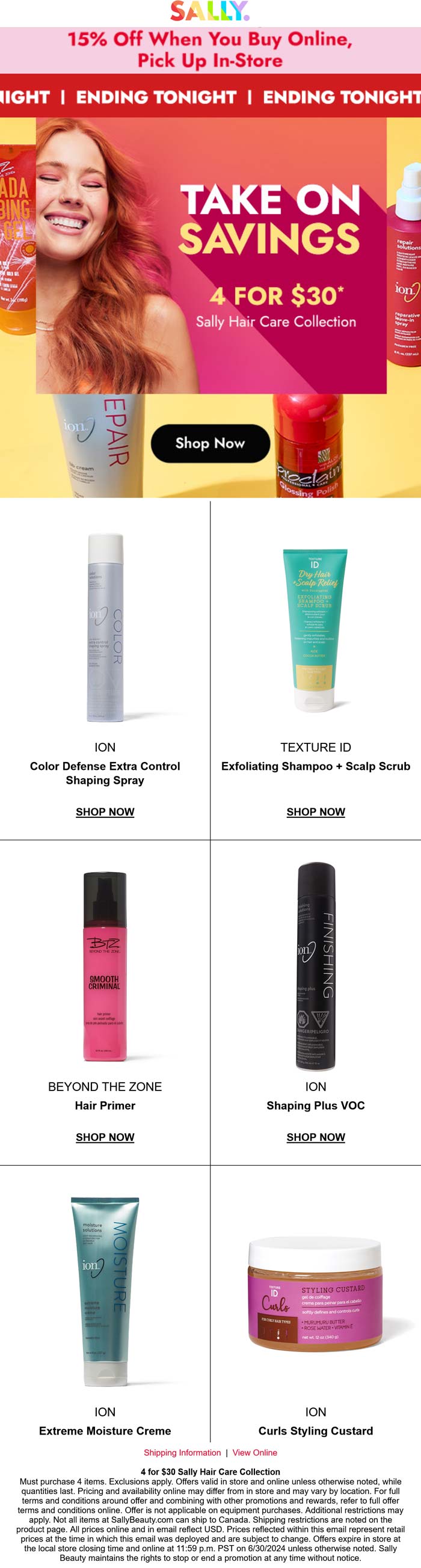 Sally Beauty stores Coupon  4 for $30 today on Sally Beauty hair care collection #sallybeauty 