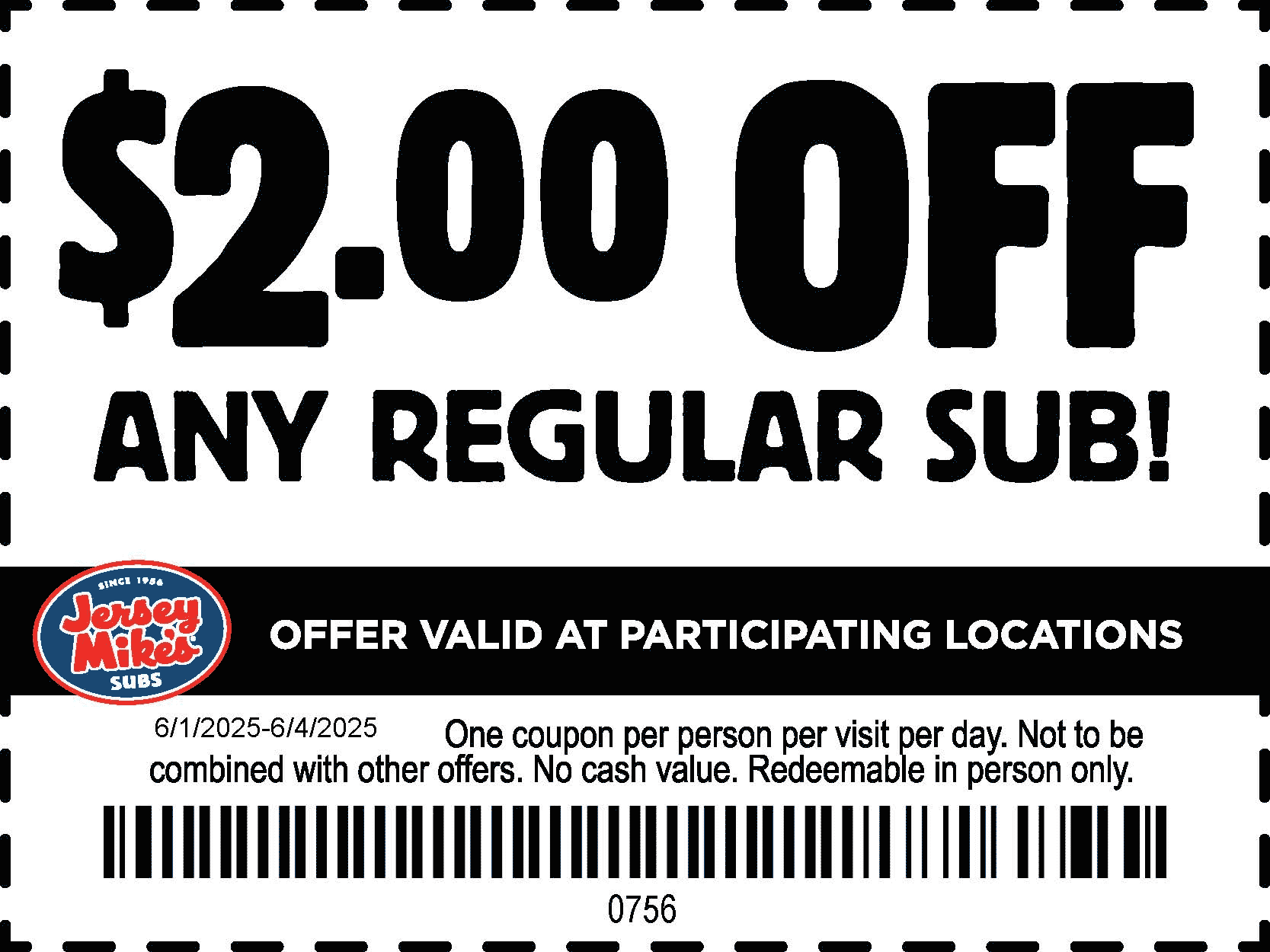 Jersey Mikes restaurants Coupon  $2 off any sub sandwich at Jersey Mikes #jerseymikes 