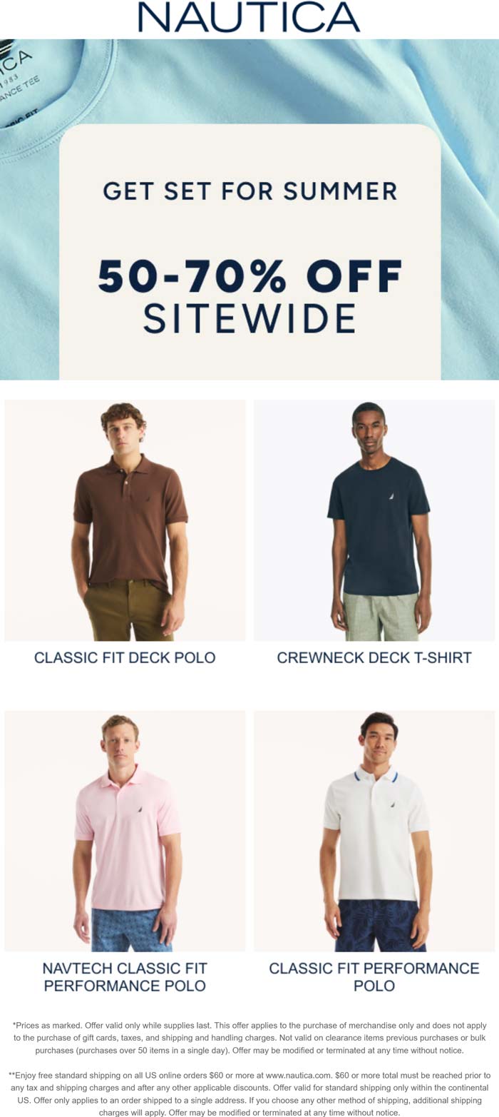 Nautica stores Coupon  50-70% off everything online at Nautica #nautica 