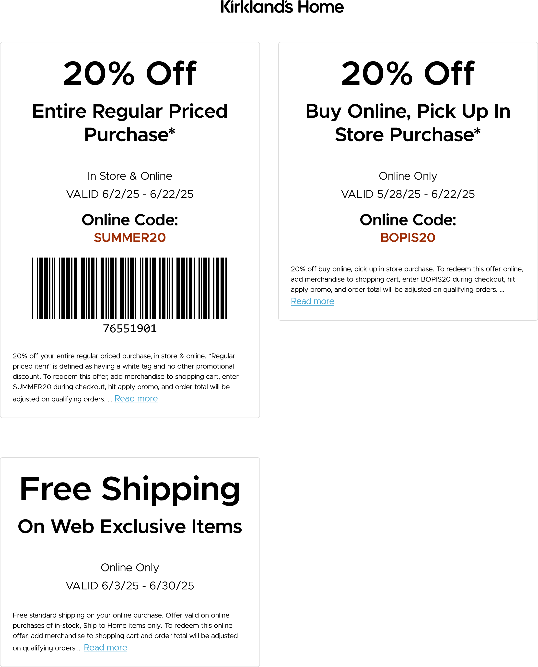 Kirklands stores Coupon  20% off everything at Kirklands, or online via promo code SUMMER20 #kirklands 