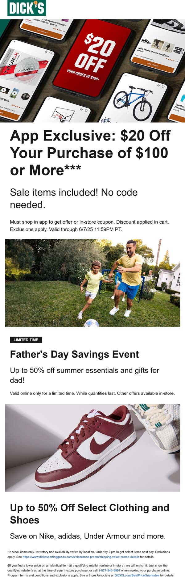 Dicks stores Coupon  $20 off $100 via mobile at Dicks sporting goods #dicks 