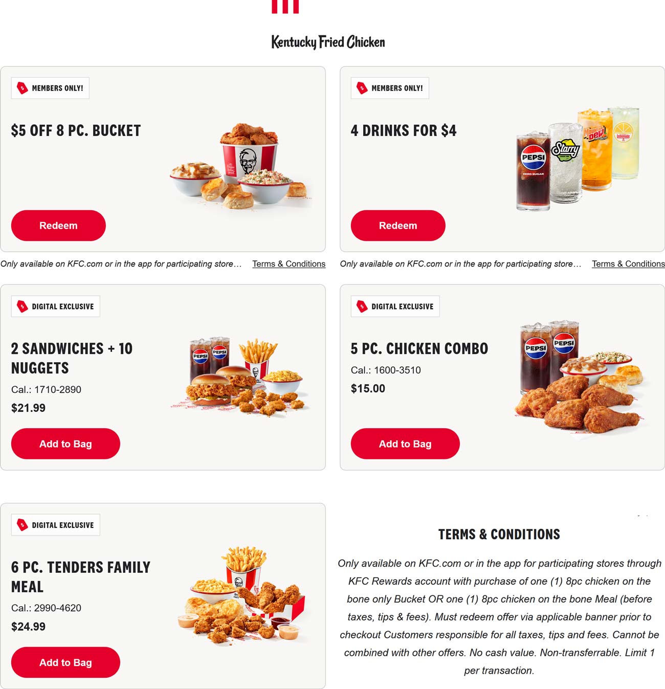 KFC restaurants Coupon  $5 off 8pc chicken bucket & more at KFC #kfc 