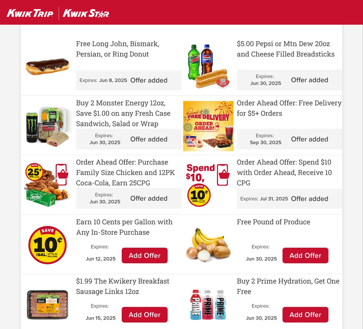 Kwik Trip restaurants Coupon  Free pound of produce, donut & more via login at Kwik Trip #kwiktrip 