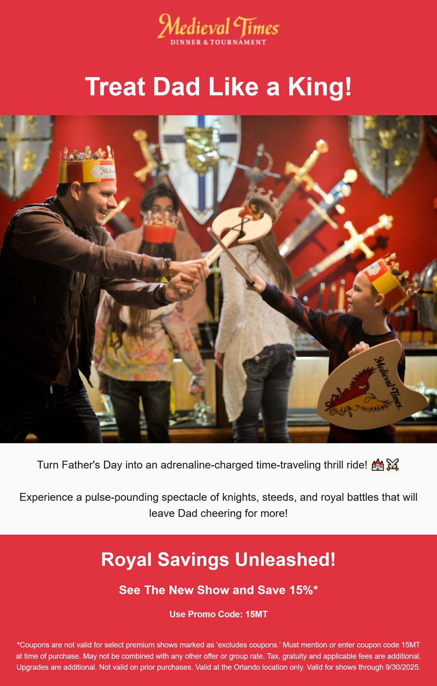 Medieval Times restaurants Coupon  15% off at Medieval Times dinner and tournament via promo code 15MT #medievaltimes 
