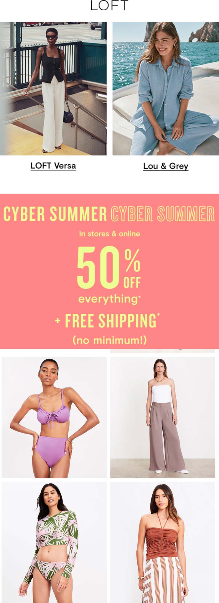 LOFT stores Coupon  50% off everything at LOFT, ditto online #loft 