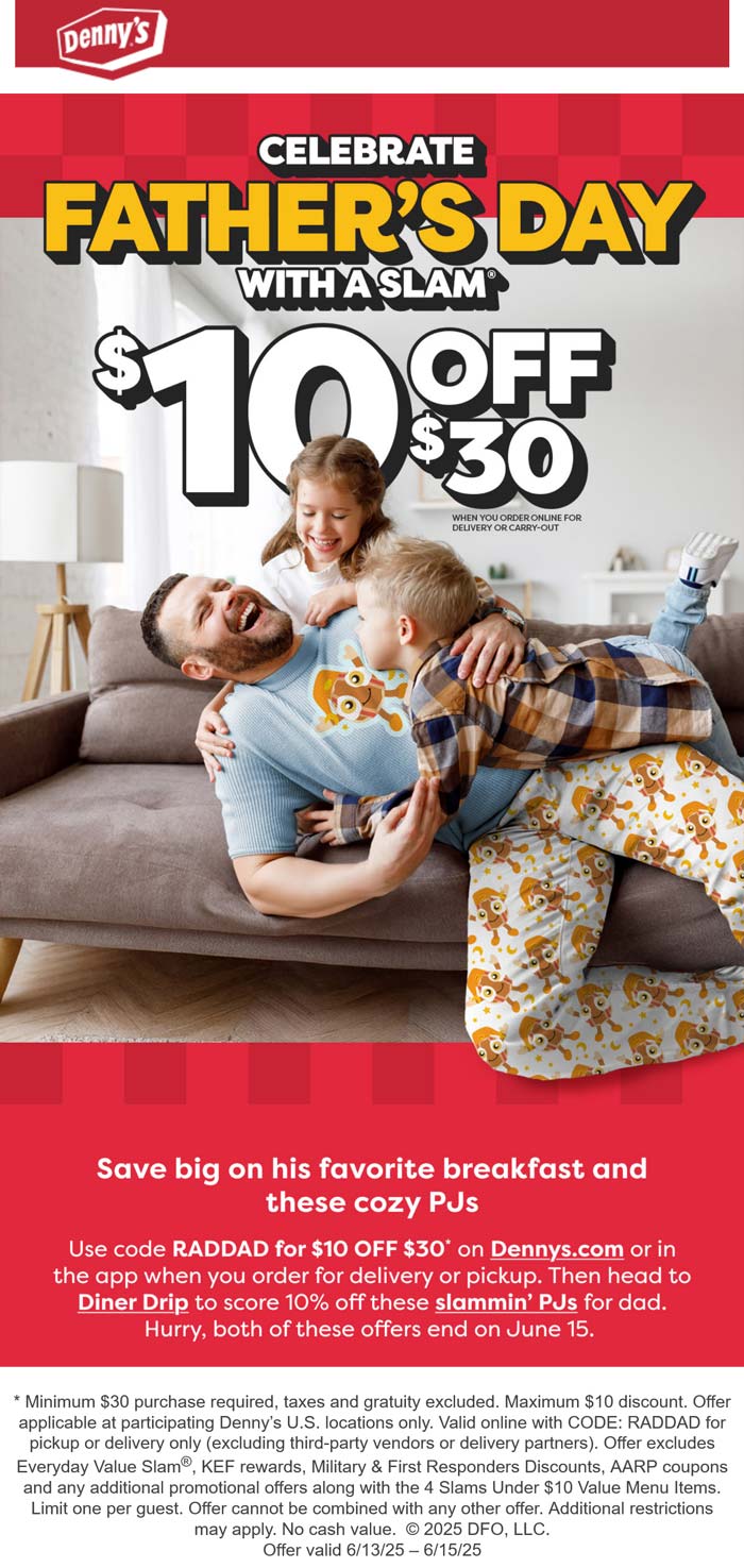 Dennys restaurants Coupon  $10 off $30 at Dennys restaurants #dennys 