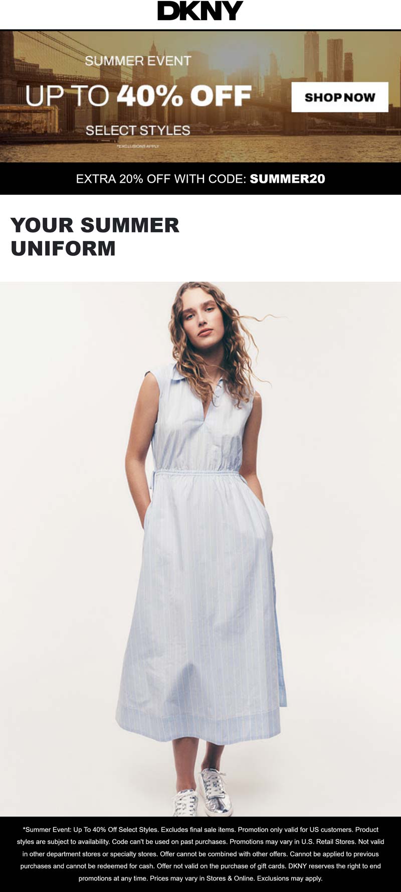 DKNY stores Coupon  20-40% off at DKNY via promo code SUMMER20 #dkny 