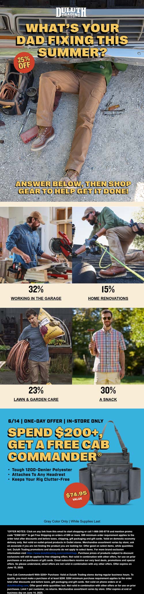 Duluth Trading Co stores Coupon  25% off at Duluth Trading Co via promo code E50613D1 #duluthtradingco 