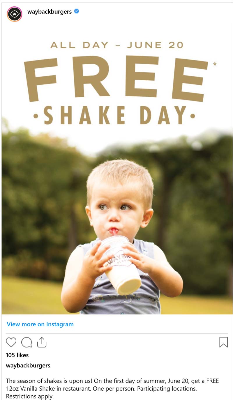 Wayback Burgers stores Coupon  Free milkshake Friday at Wayback Burgers #waybackburgers 