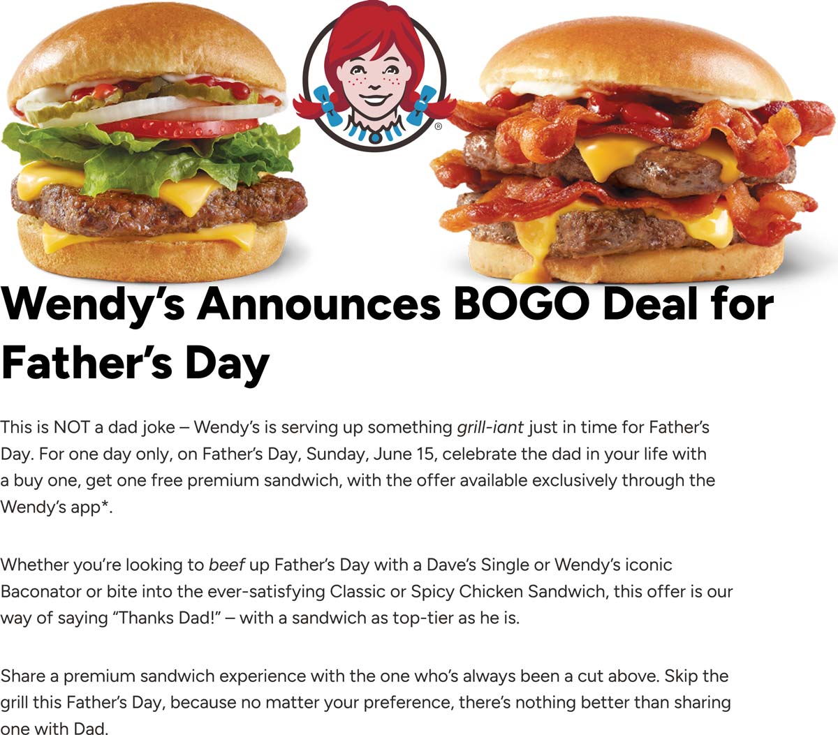 Wendys restaurants Coupon  Second premium sandwich free today via mobile at Wendys #wendys 