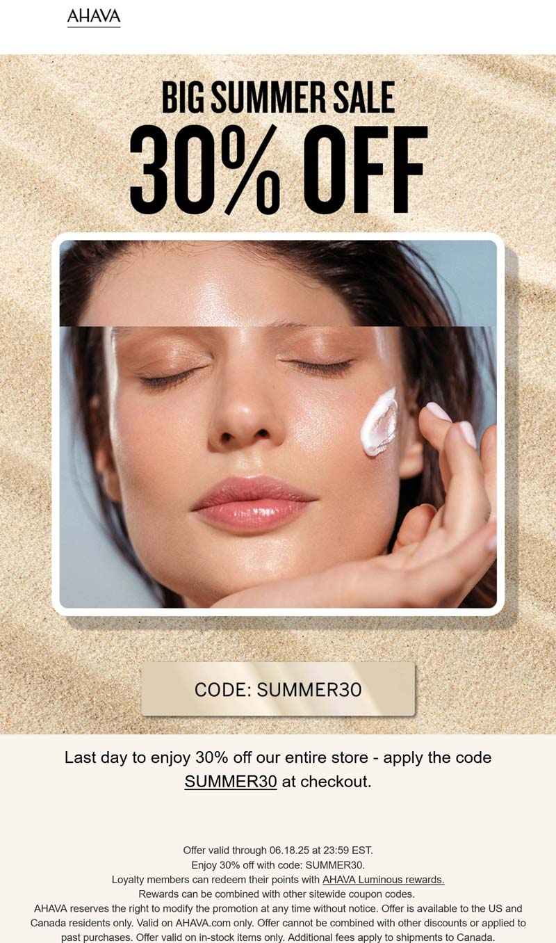 AHAVA coupons & promo code for June 2025
