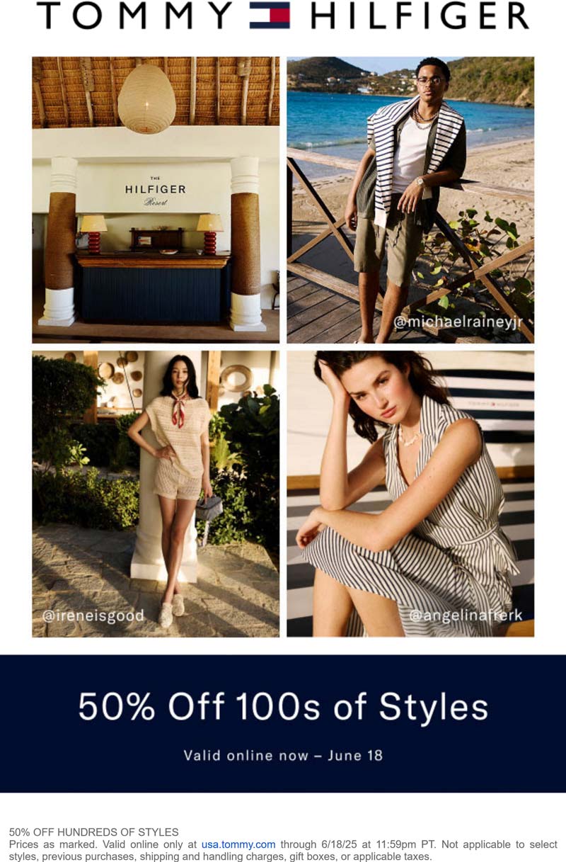 Tommy Hilfiger stores Coupon  50% off online today at Tommy Hilfiger #tommyhilfiger 