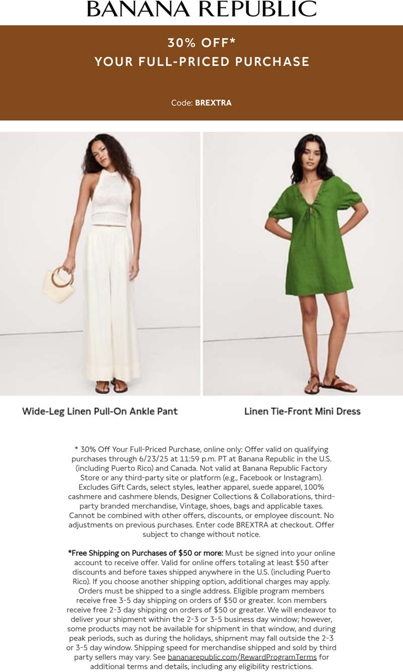Banana Republic coupons & promo code for June 2025