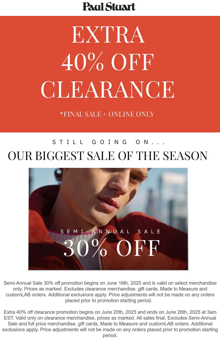 Paul Stuart stores Coupon  Extra 40% off clearance at Paul Stuart #paulstuart 