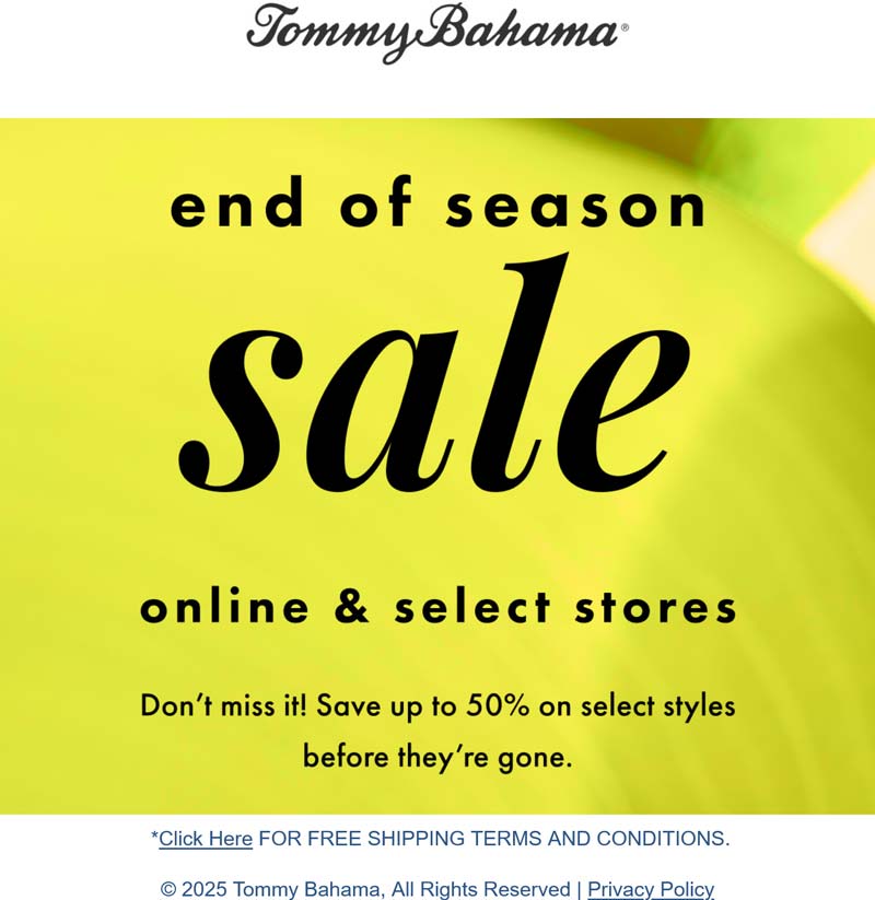 Tommy Bahama stores Coupon  30-50% off at Tommy Bahama, ditto online #tommybahama 