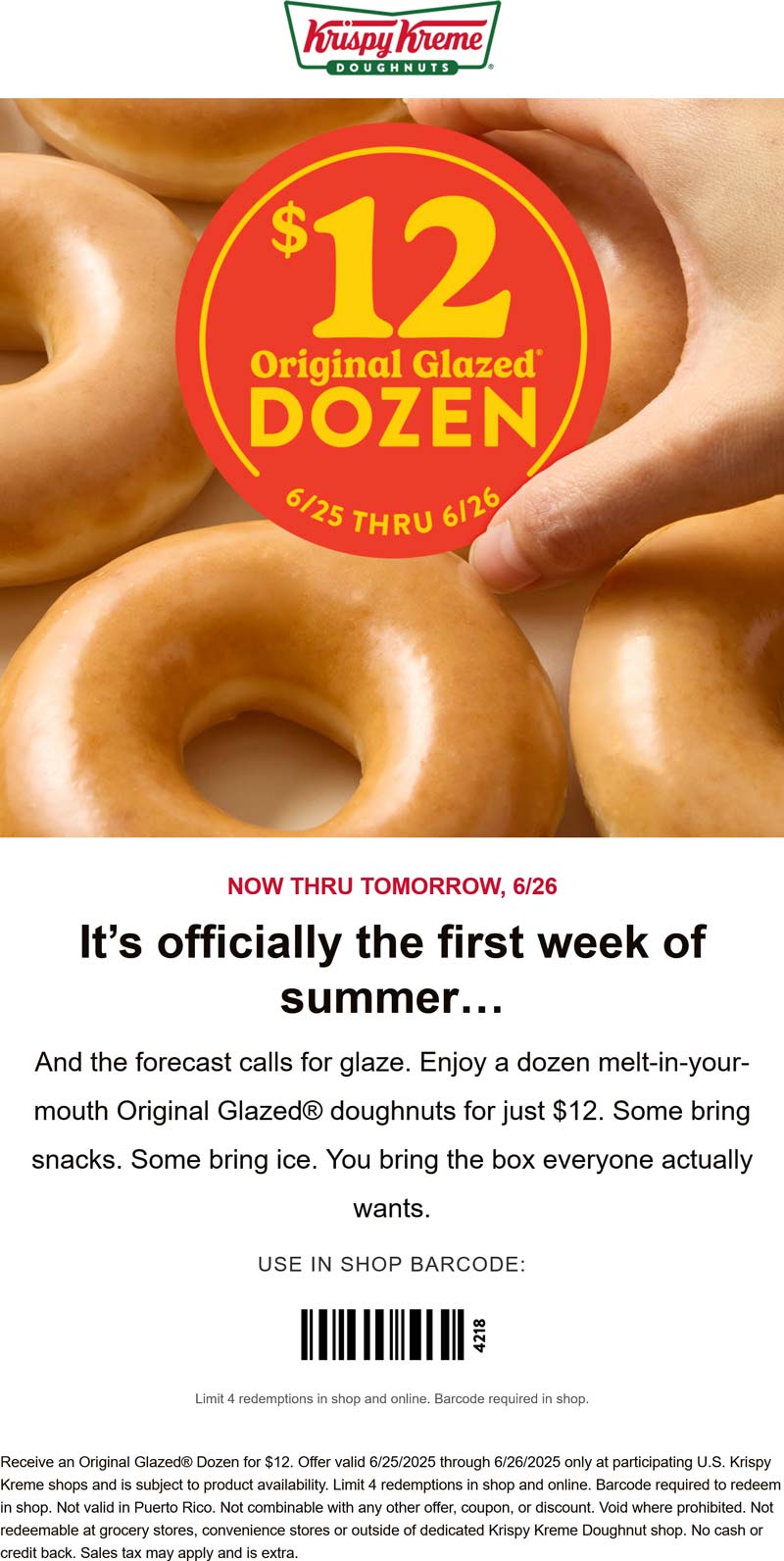 Krispy Kreme restaurants Coupon  $12 glazed dozen doughnuts at Krispy Kreme #krispykreme 