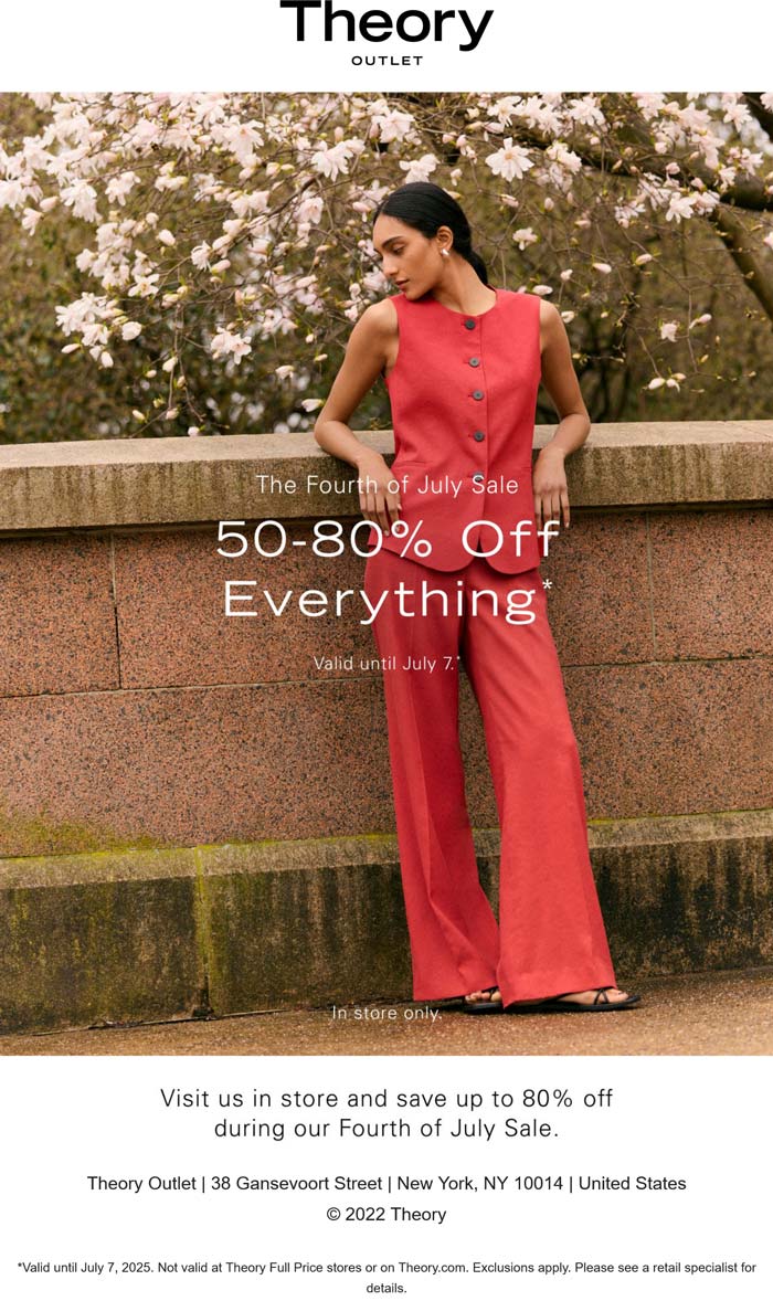 Theory Outlet stores Coupon  50-80% off everything at Theory Outlet #theoryoutlet 