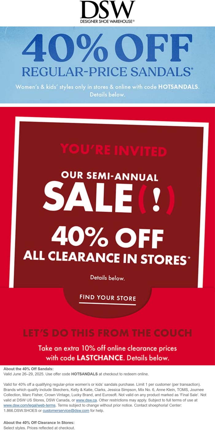 DSW coupons & promo code for June 2025