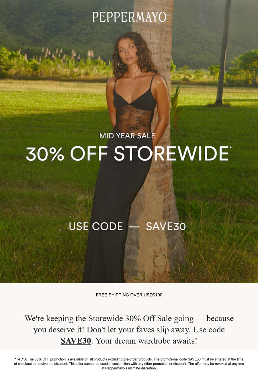 Peppermayo stores Coupon  30% off everything online at Peppermayo via promo code SAVE30 #peppermayo 