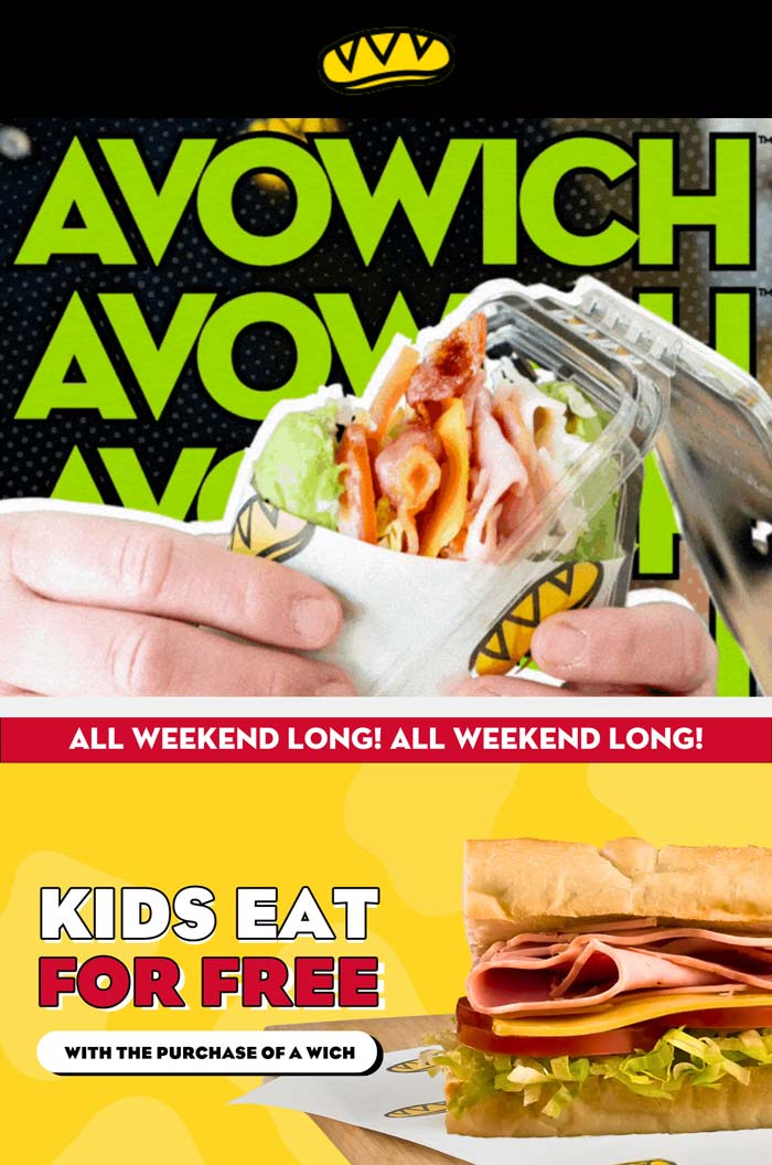 Which Wich restaurants Coupon  Kids eat free with your sandwich this weekend at Which Wich #whichwich 