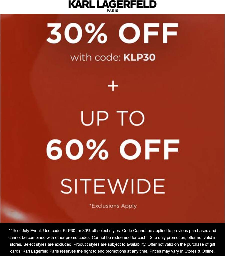Karl Lagerfeld stores Coupon  30% off at Karl Lagerfeld, or online via promo code KLP30 #karllagerfeld 