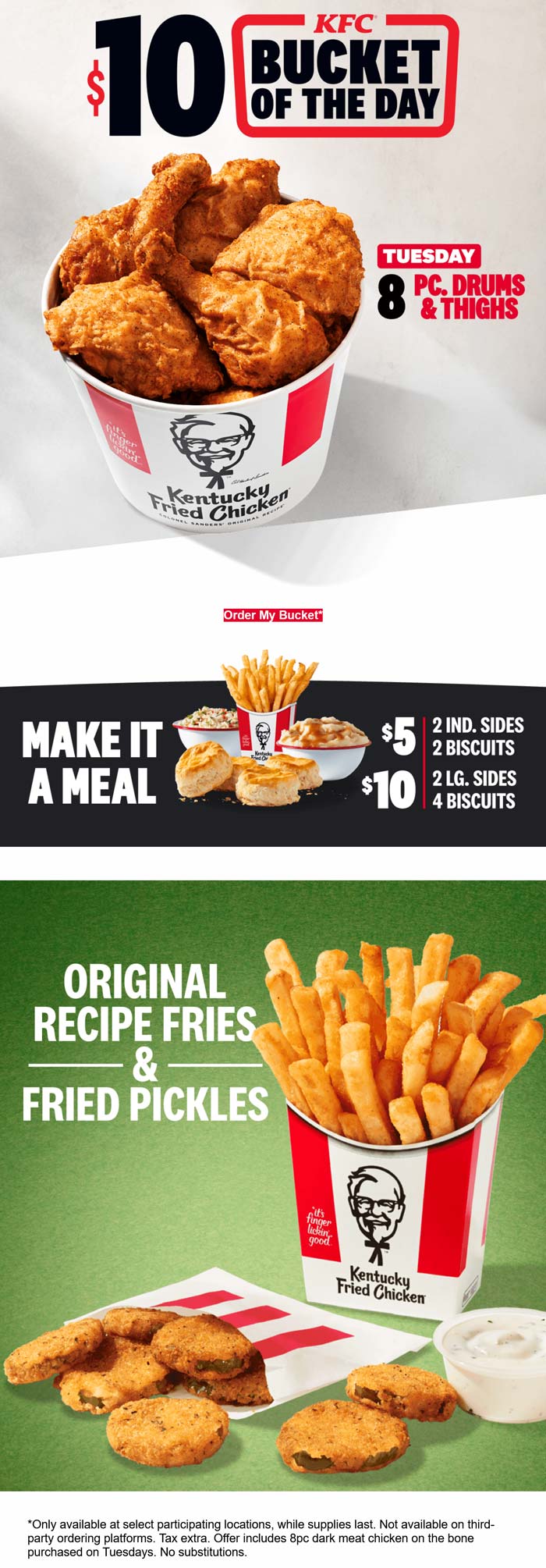 KFC restaurants Coupon  $10 bucket of the day at KFC restaurants #kfc 