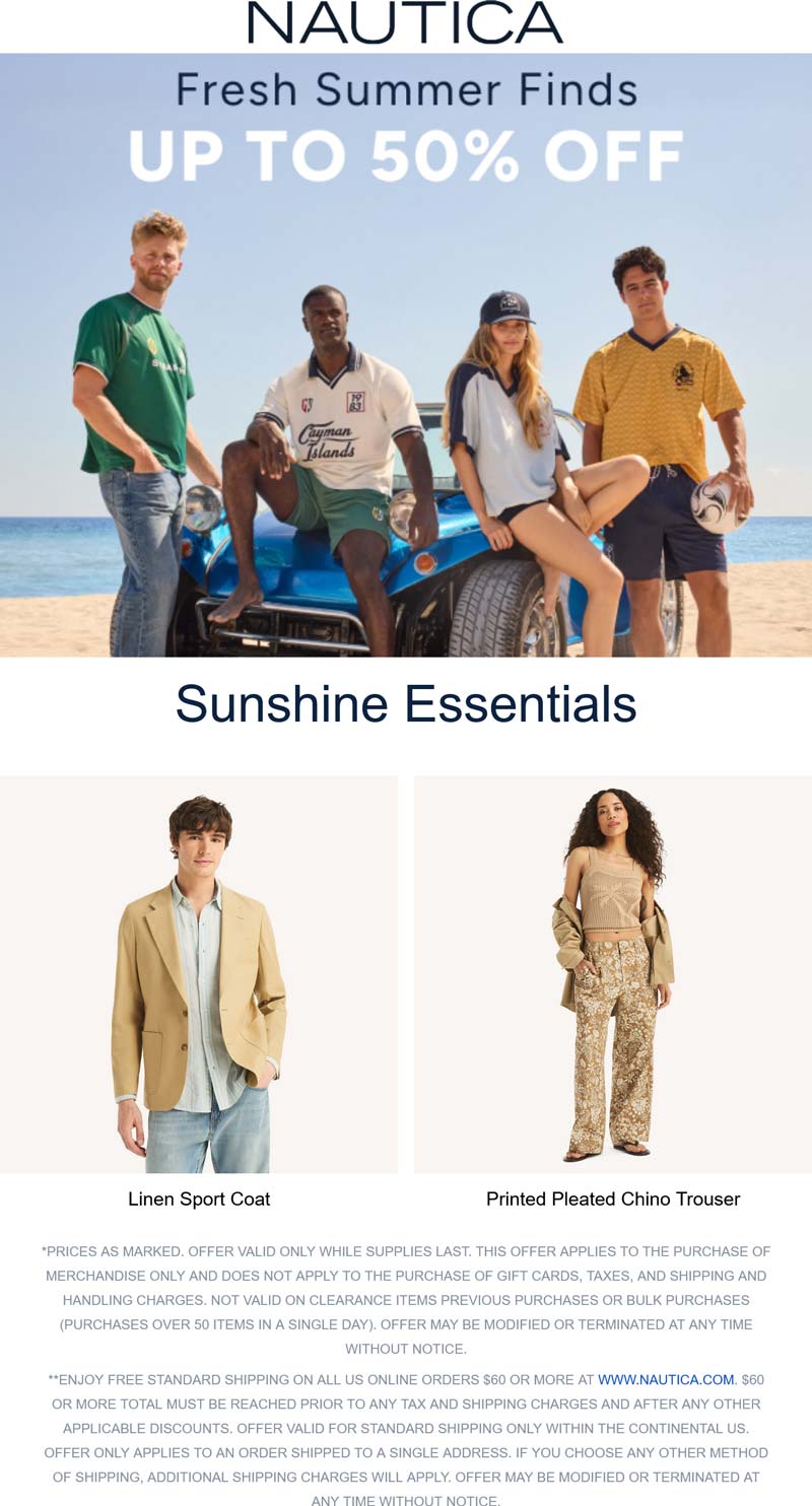 Nautica stores Coupon  20-50% off at Nautica, ditto online #nautica 