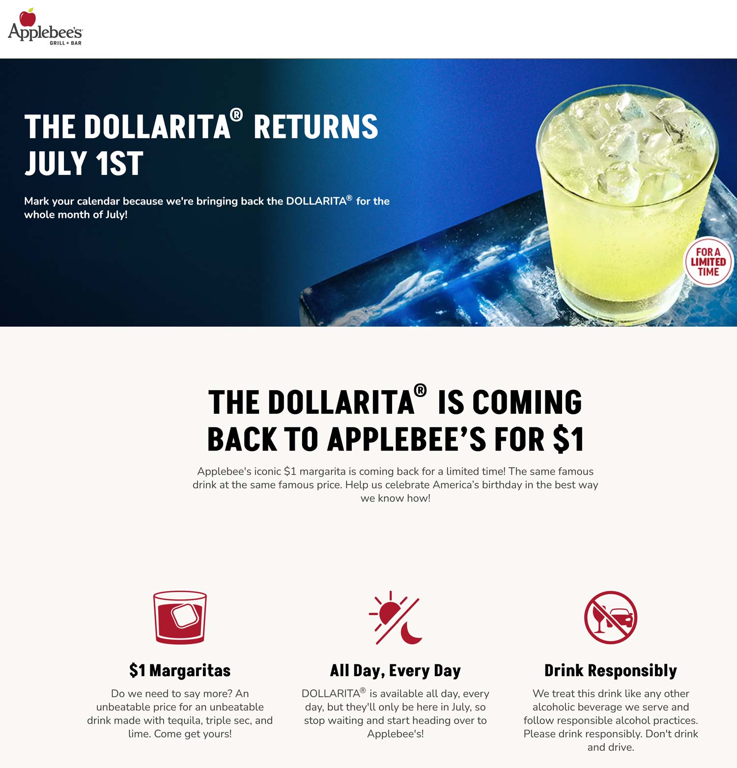 Applebees restaurants Coupon  $1 margaritas all July at Applebees restaurants #applebees 