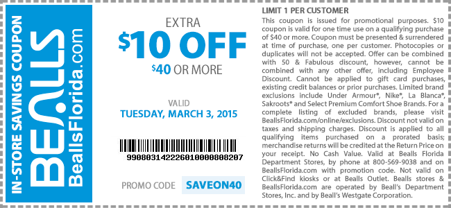 bealls coupons in store