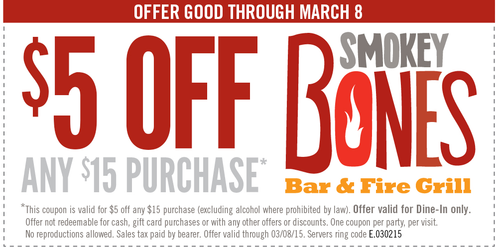 Smokey Bones March 2021 Coupons and Promo Codes 🛒