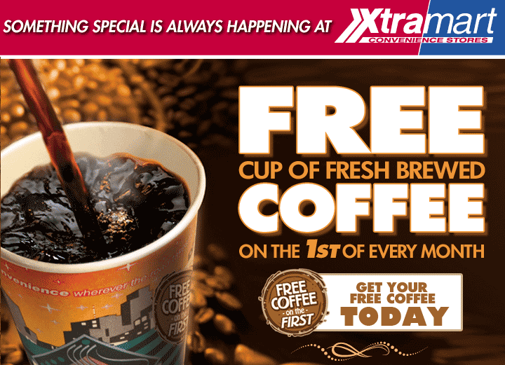 Xtra Mart Coupon March 2024 Free coffee today at Xtra Mart gas stations