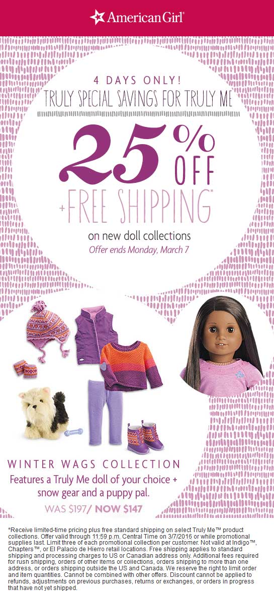 american girl doll free shipping code