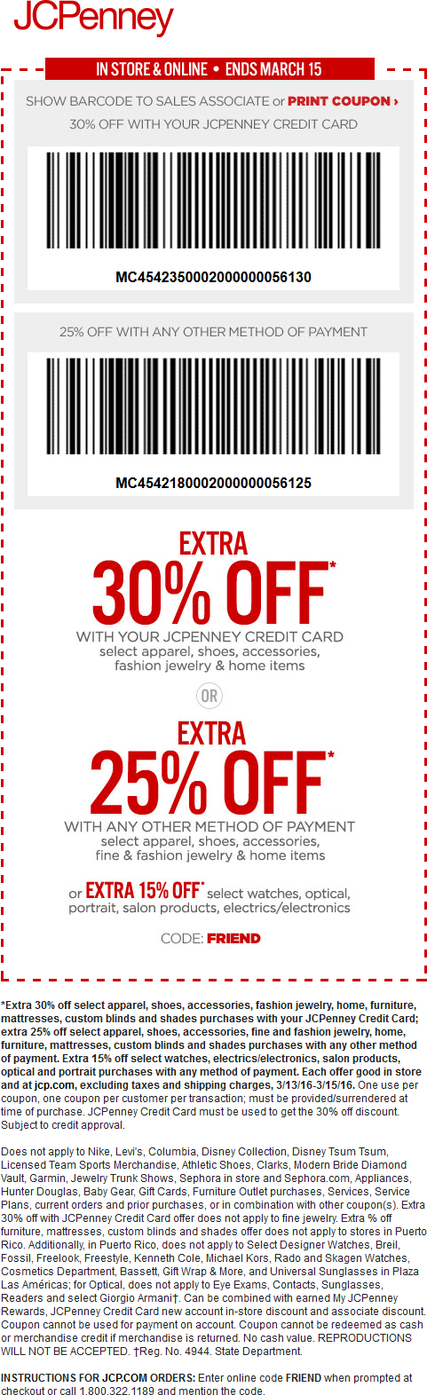 JCPenney Coupon April 2024 25% off at JCPenney, or online via promo code FRIEND
