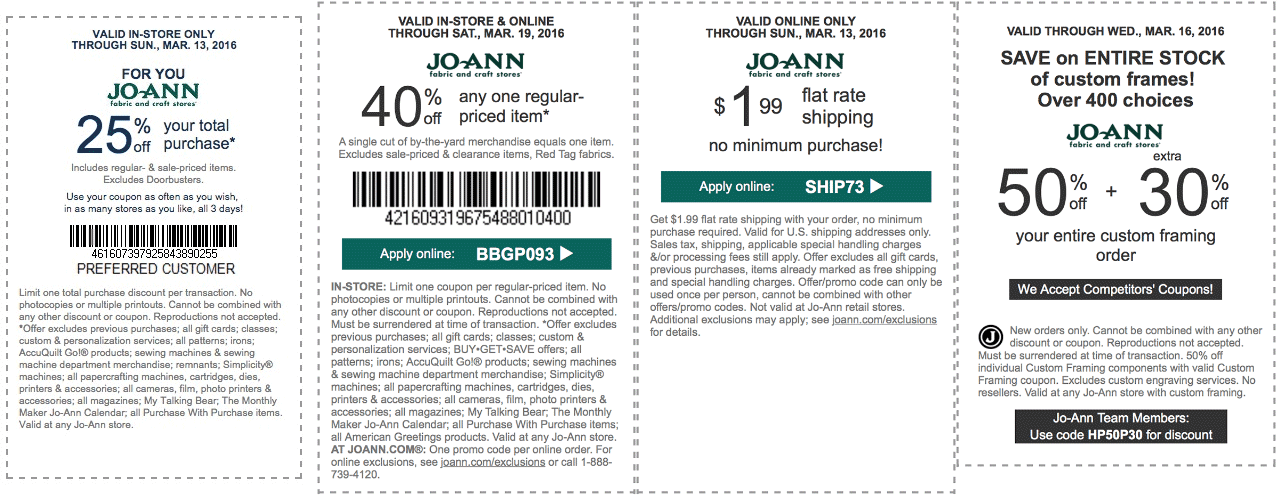 Jo-Ann Fabric Coupon April 2024 40% off a single item & more at Jo-Ann Fabric, or online via promo code BBGP093