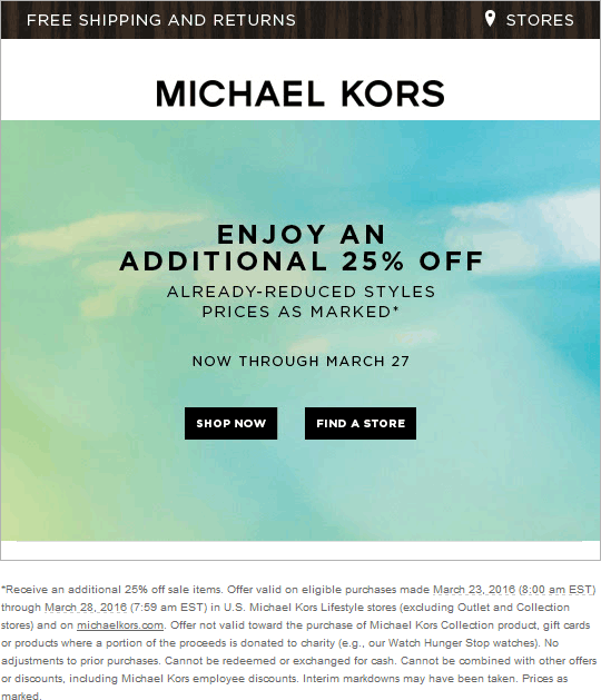 michael kors extra discount code 