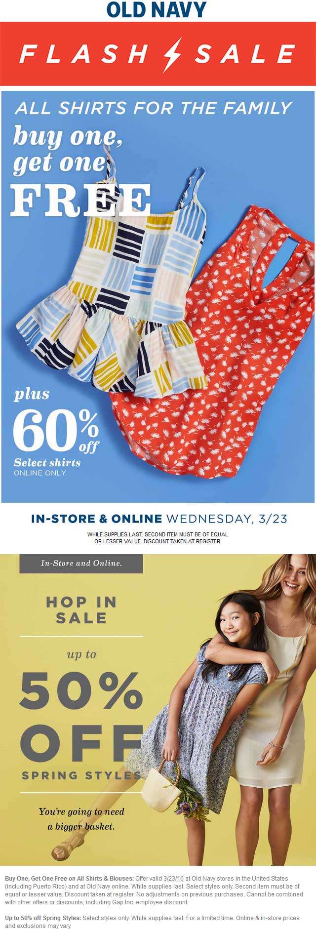 Old Navy Coupon April 2024 two-for-one shirts & more today at Old Navy, ditto online