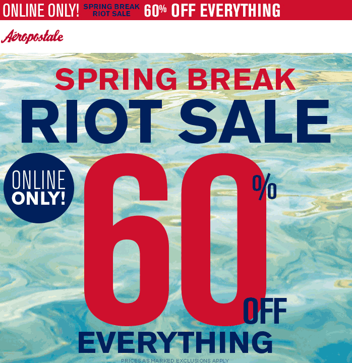 Aeropostale Coupon April 2024 60% off everything online at Aeropostale