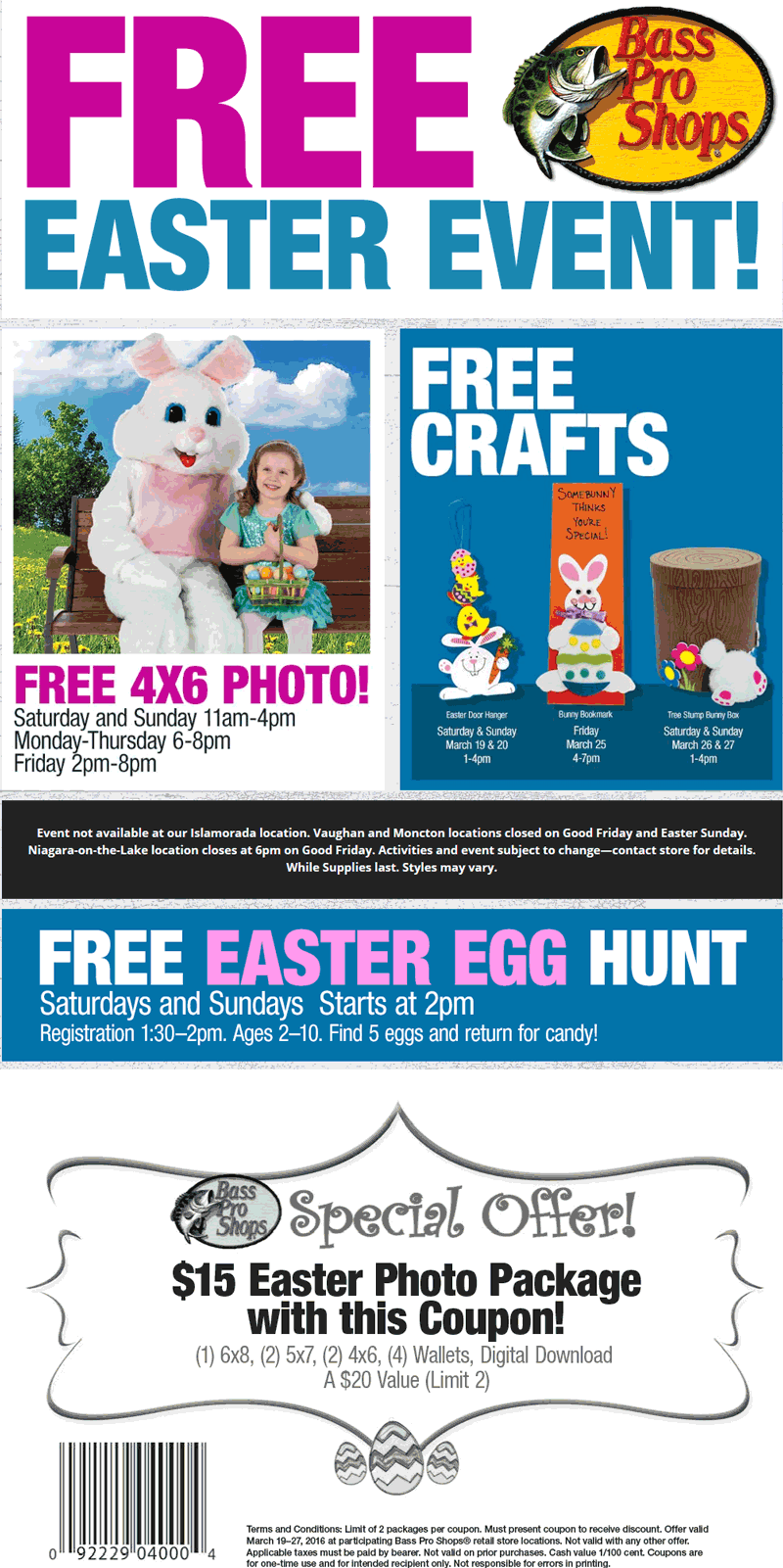 Bass Pro Shops Coupon April 2024 Free 4x6 photo with Easter bunny & more at Bass Pro Shops