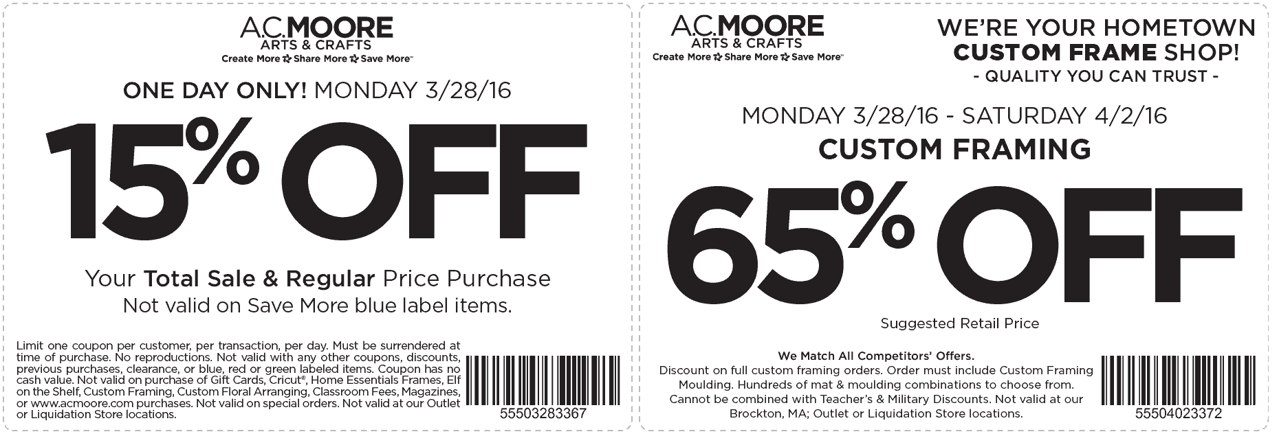 A.C. Moore Coupon April 2024 Extra 15% off everything today at A.C. Moore