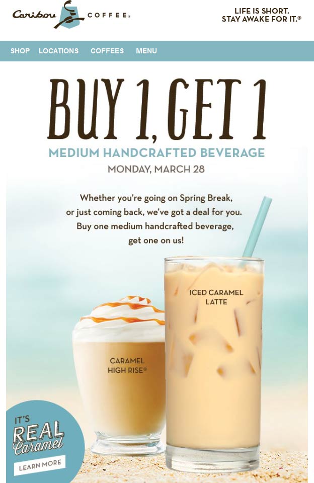 Caribou Coffee coupons & promo code for [May 2024]