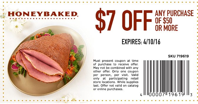 HoneyBaked Coupon April 2024 $7 off $50 at Honeybaked restaurants