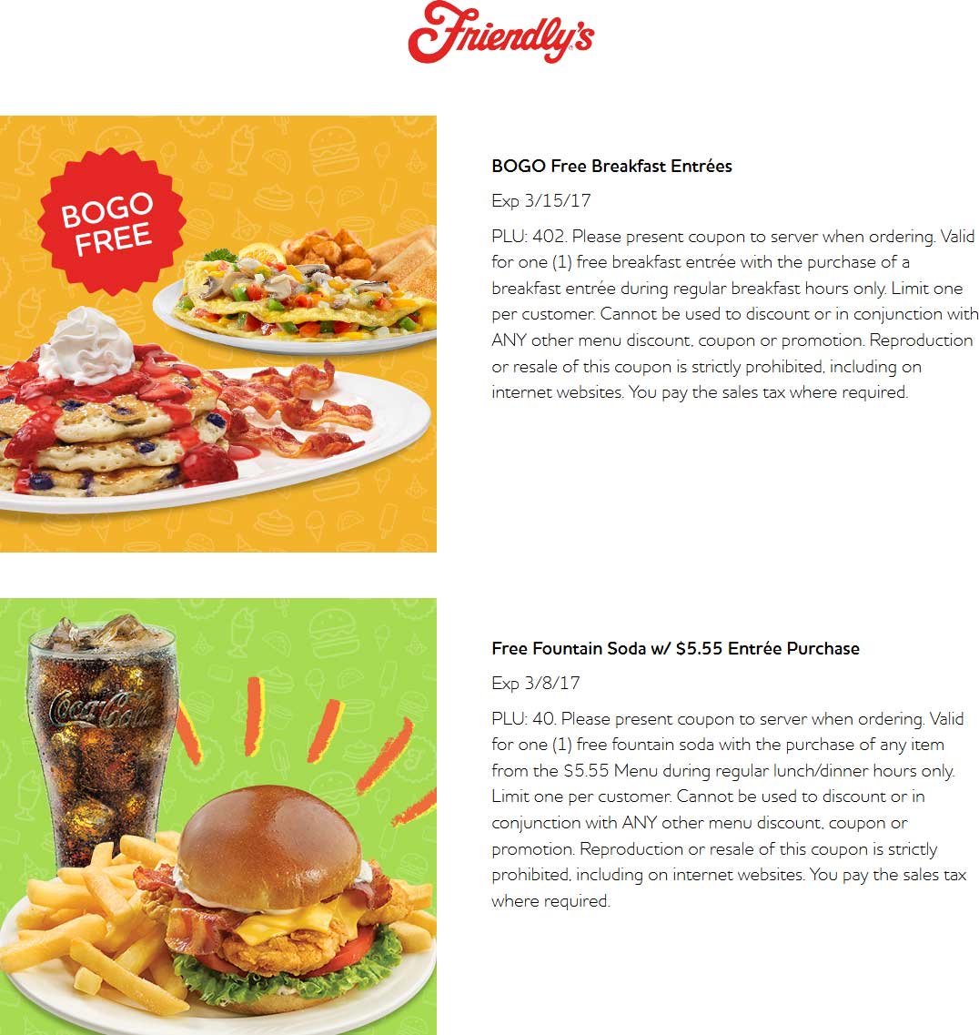 Friendlys Coupon April 2024 Second breakfast free & more at Friendlys